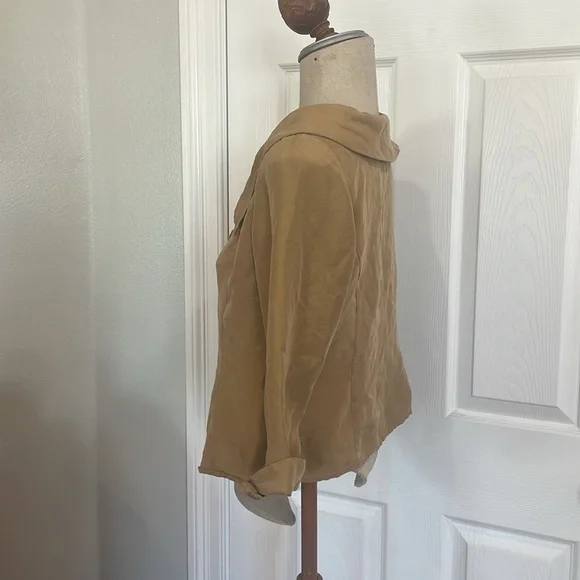 Vintage Allison Taylor 100% silk button down gold blouse collar women’s size 6 - Picture 4 of 5